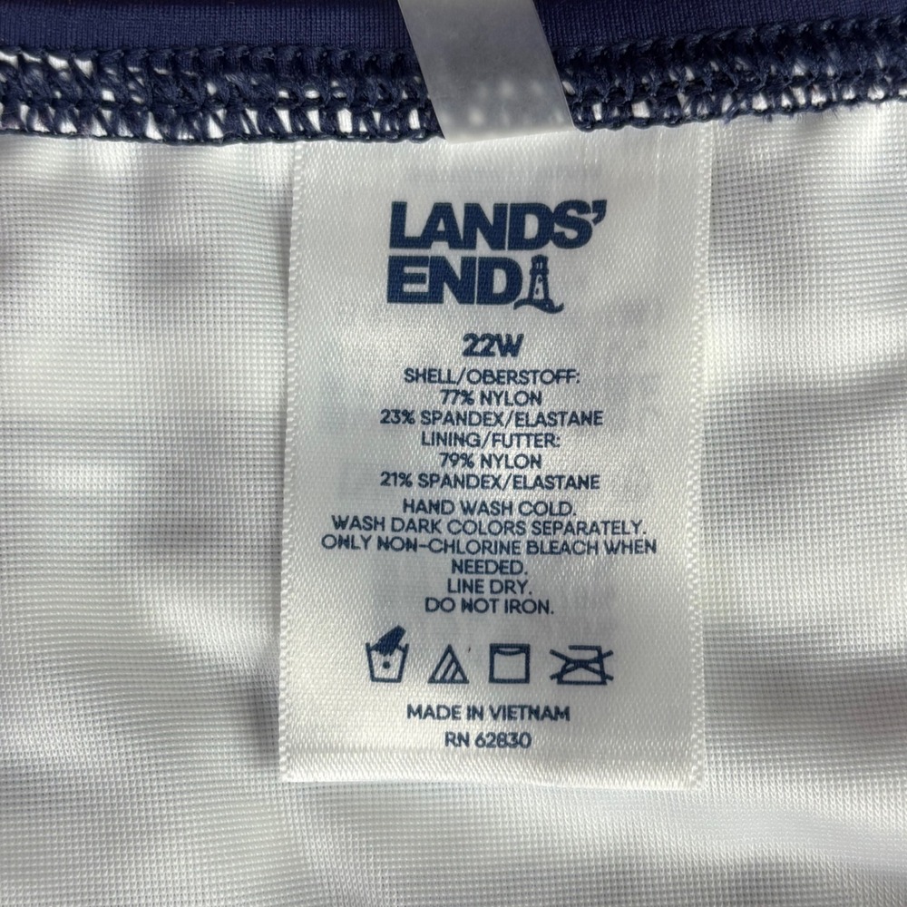 Lands' End Tankini Top Women 22W Navy Blue Striped Nautical Built-in Bra 513788 - Picture 2 of 11